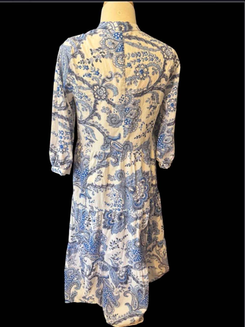 Blue Floral Paisley long Dress - H&M cotton Women’s Dress size S like new